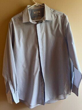 Calvin Klein Slim Fit striped white blue Button Down Dress Shirt